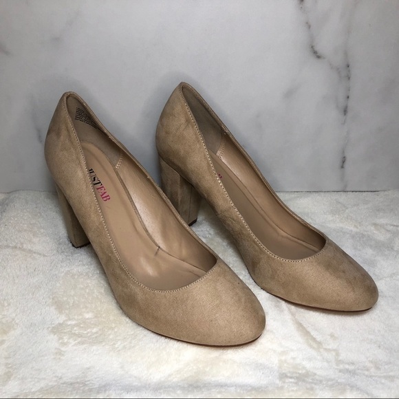 JustFab Tan Suede Block Heel Sz 9 - Picture 4 of 11